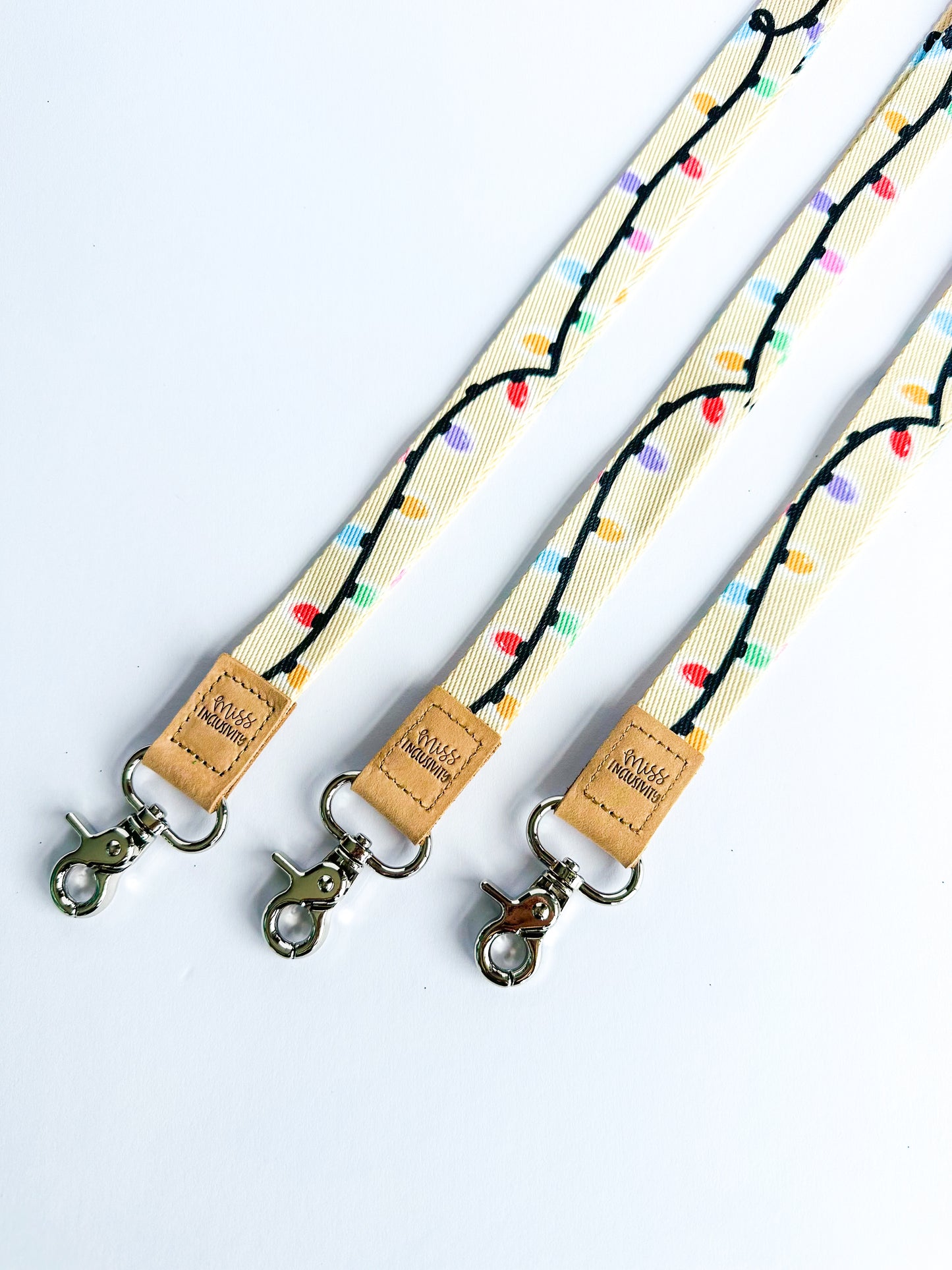 Neutral Christmas Lights Lanyard