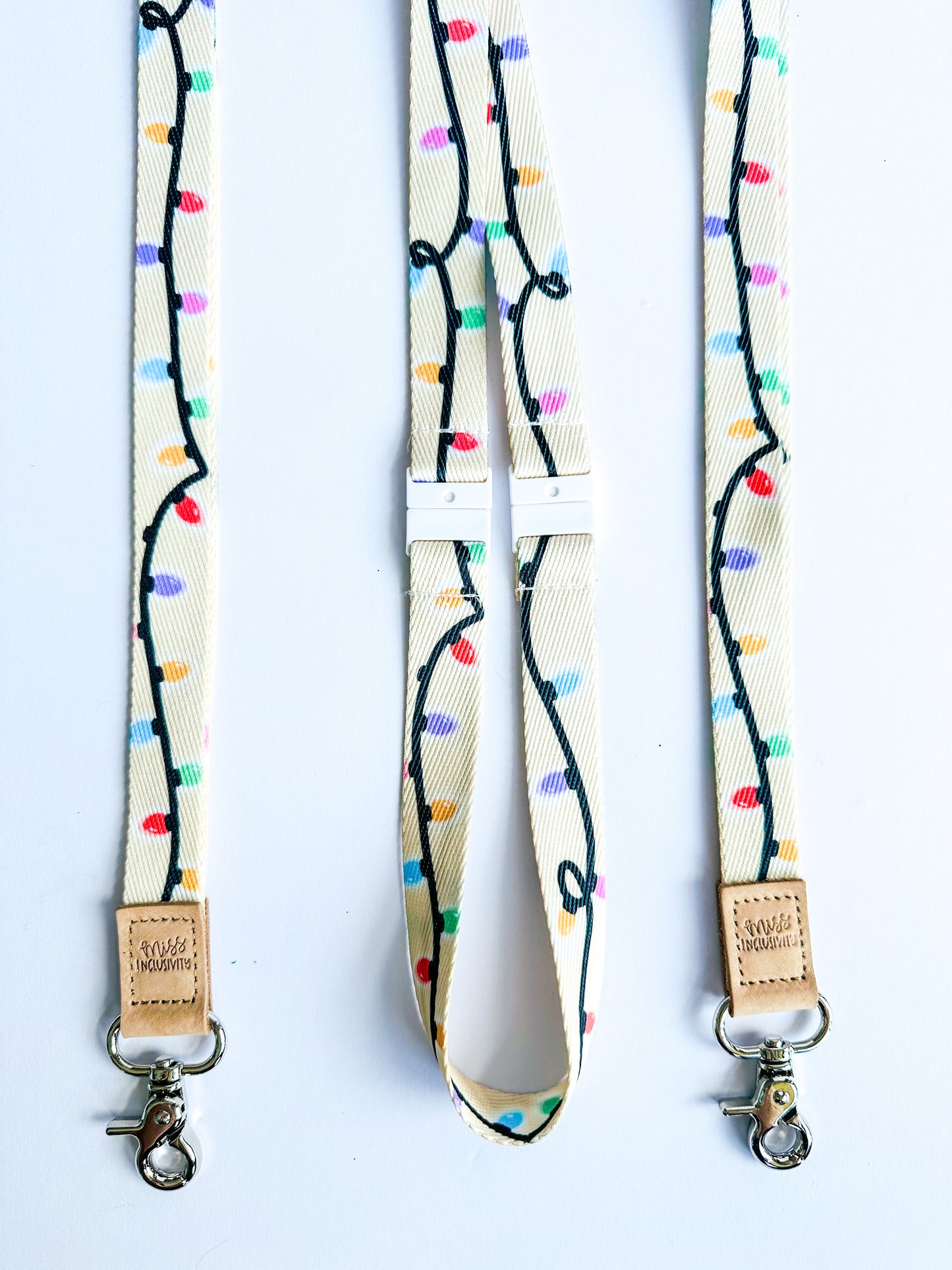 Neutral Christmas Lights Lanyard