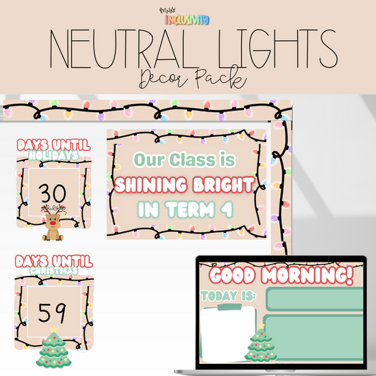 Neutral Christmas Lights Resource & Decor Pack